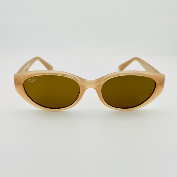Ray-Ban Sunglasses Bio-Based RB4457D Polished Opal Beige Frame Dark Brown Lenses - Picture 9 of 15
